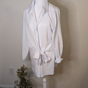 Oversized Boyfriend Cotton Shirt - white - size S